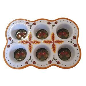 TEMPTATIONS BY TARA Bakeware Thanksgiving Fall Acorns 6 Muffin Baking Dish 12x8"